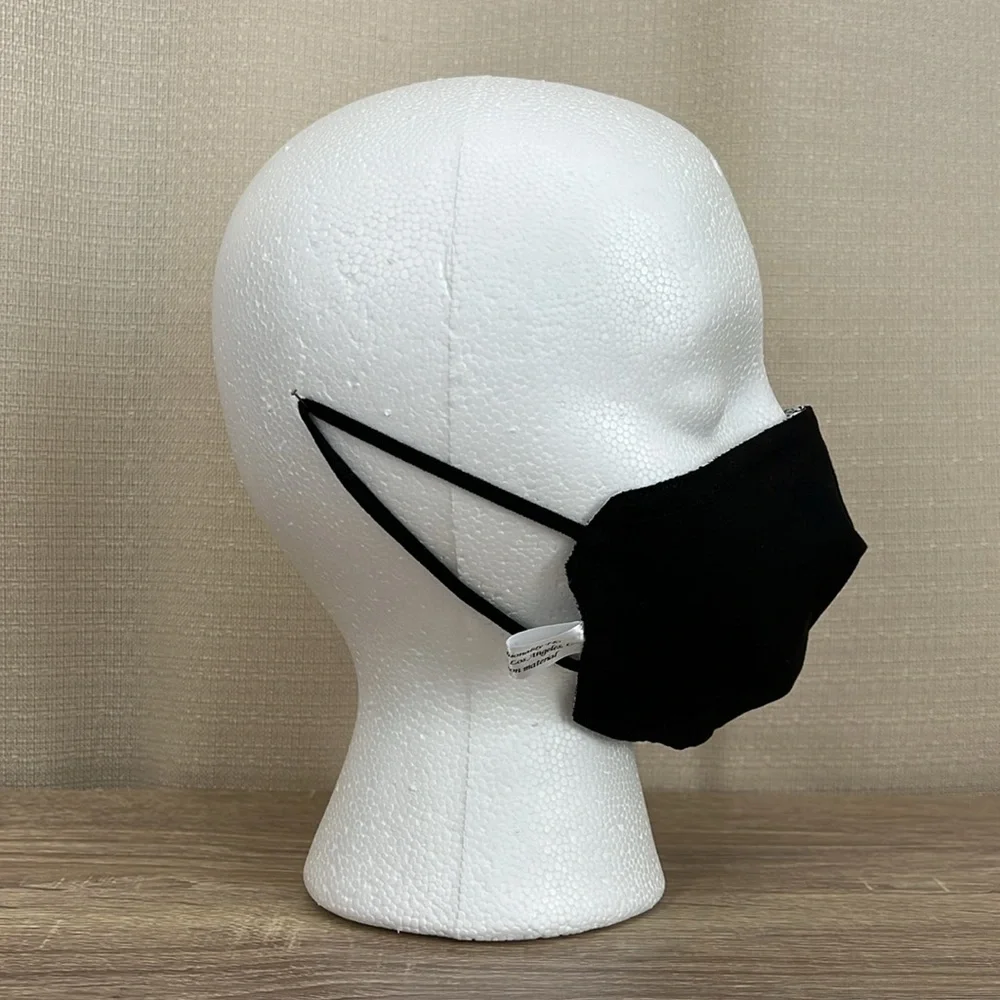 Reversible Face Mask black and white floral print 3 layer cotton fabric